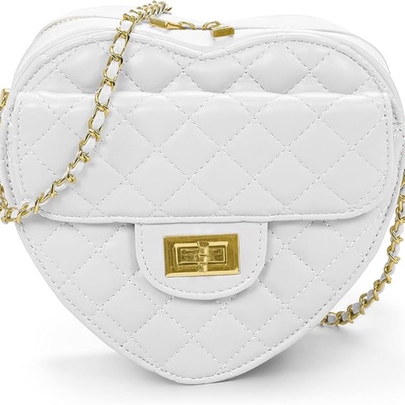 Amazon Handbags - NEW White Heart Shape Quilted Crossbody Purse